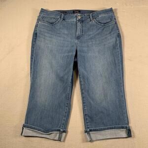 NYDJ Marilyn Straight Jeans‎ Womens 16P Blue Cool Embrace Lift Tuck Denim Crop